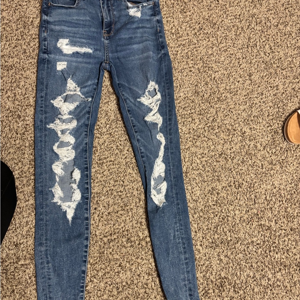 American Eagle Outfitters Blue Skinny Jeans Distressed Style